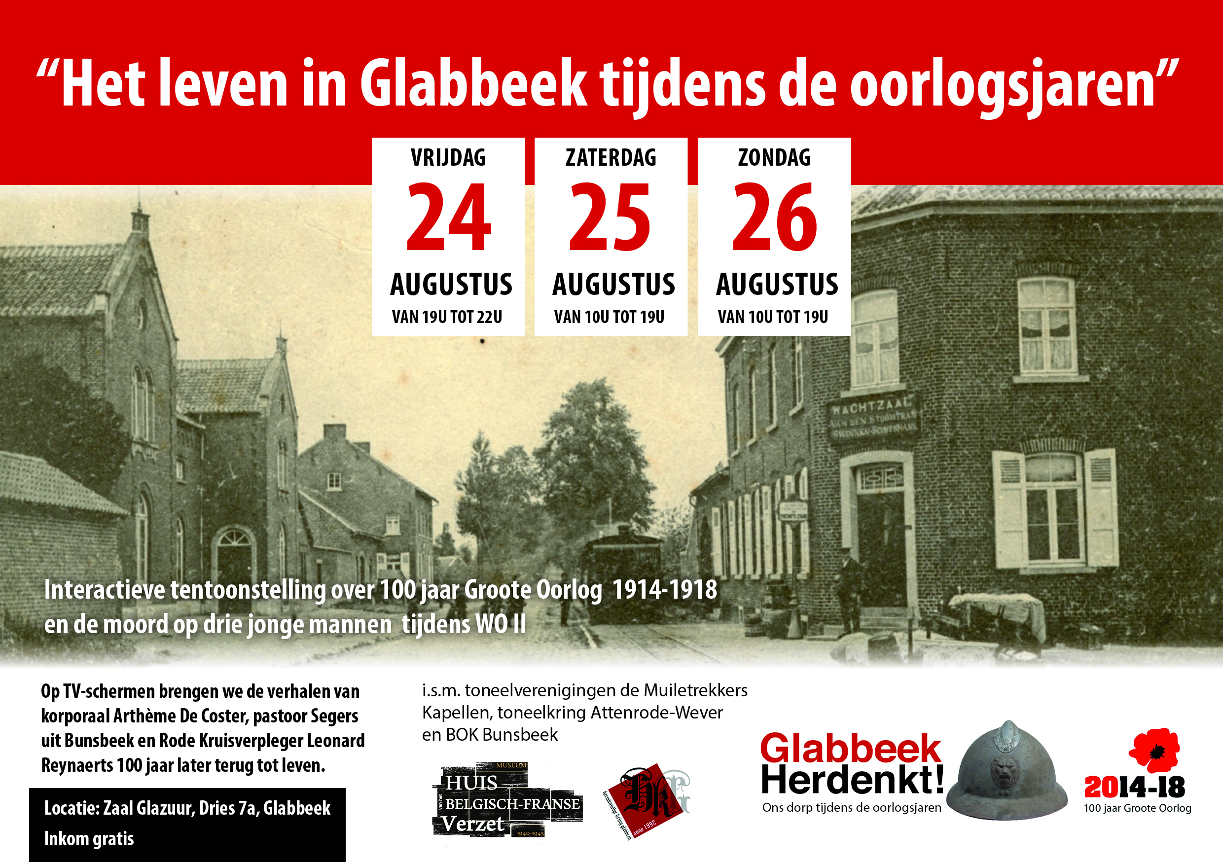 Interactieve tentoonstelling “Het leven in Glabbeek tijdens de oorlogsjaren: 24-25-26 augustus 2018”